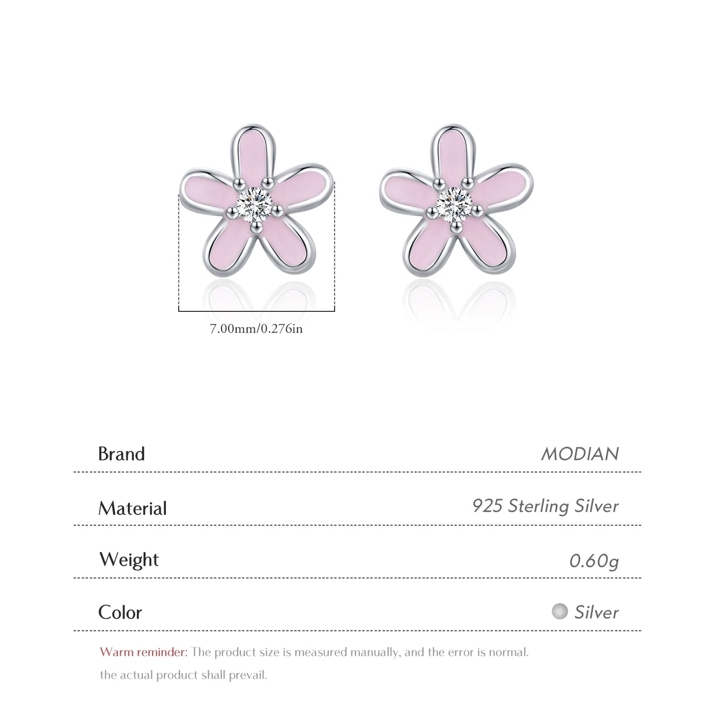 MODIAN 925 Sterling Silver Elegant Simple Cute Colorful Enamel Small Flower Stud Earrings For Women Fine Jewelry