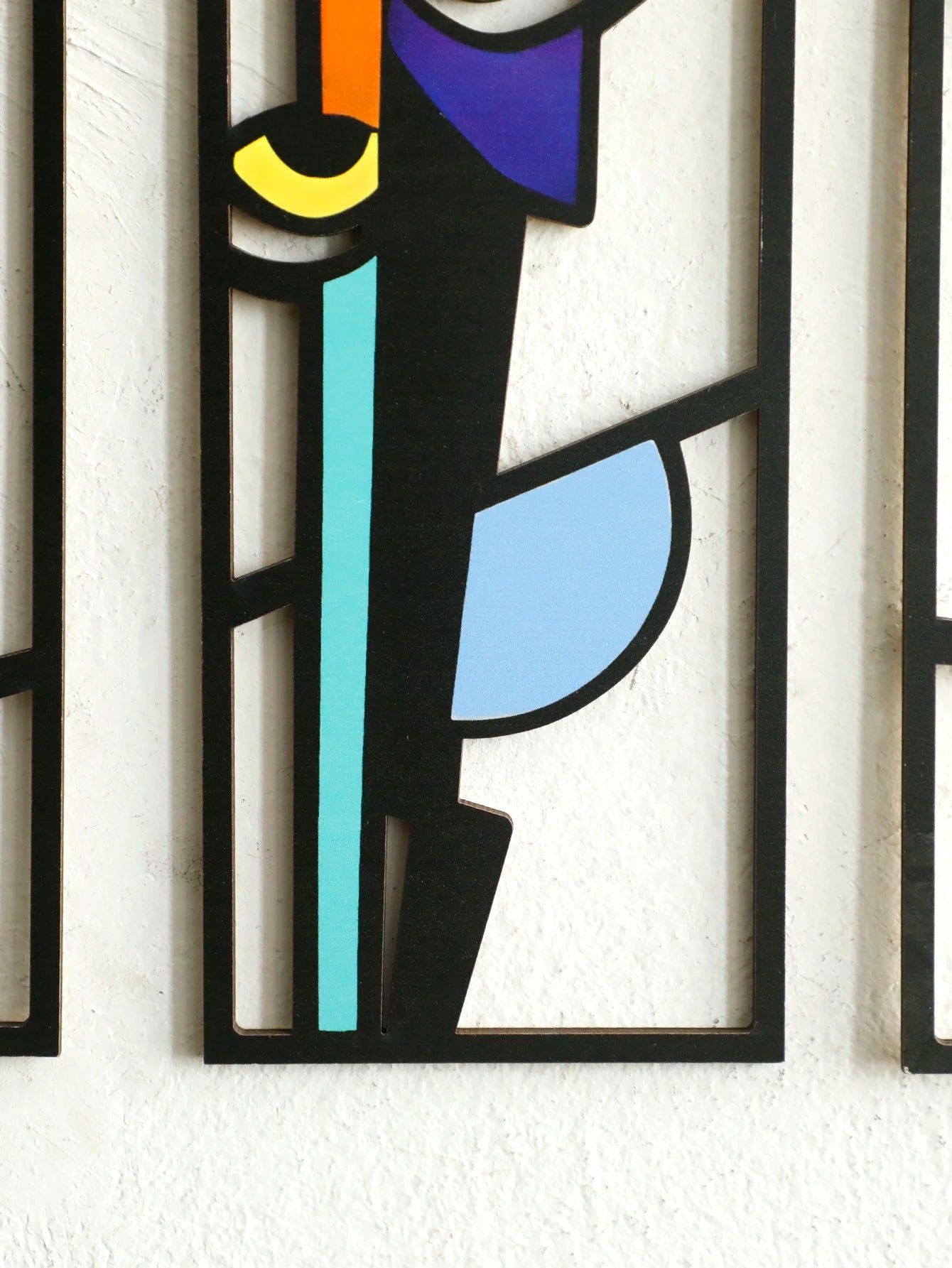 Abstract Wooden Wall Hanging Boho Modern Geometric Face Design Hanging Decor for Boho Home Decor, Living Room, Bedroom, Office