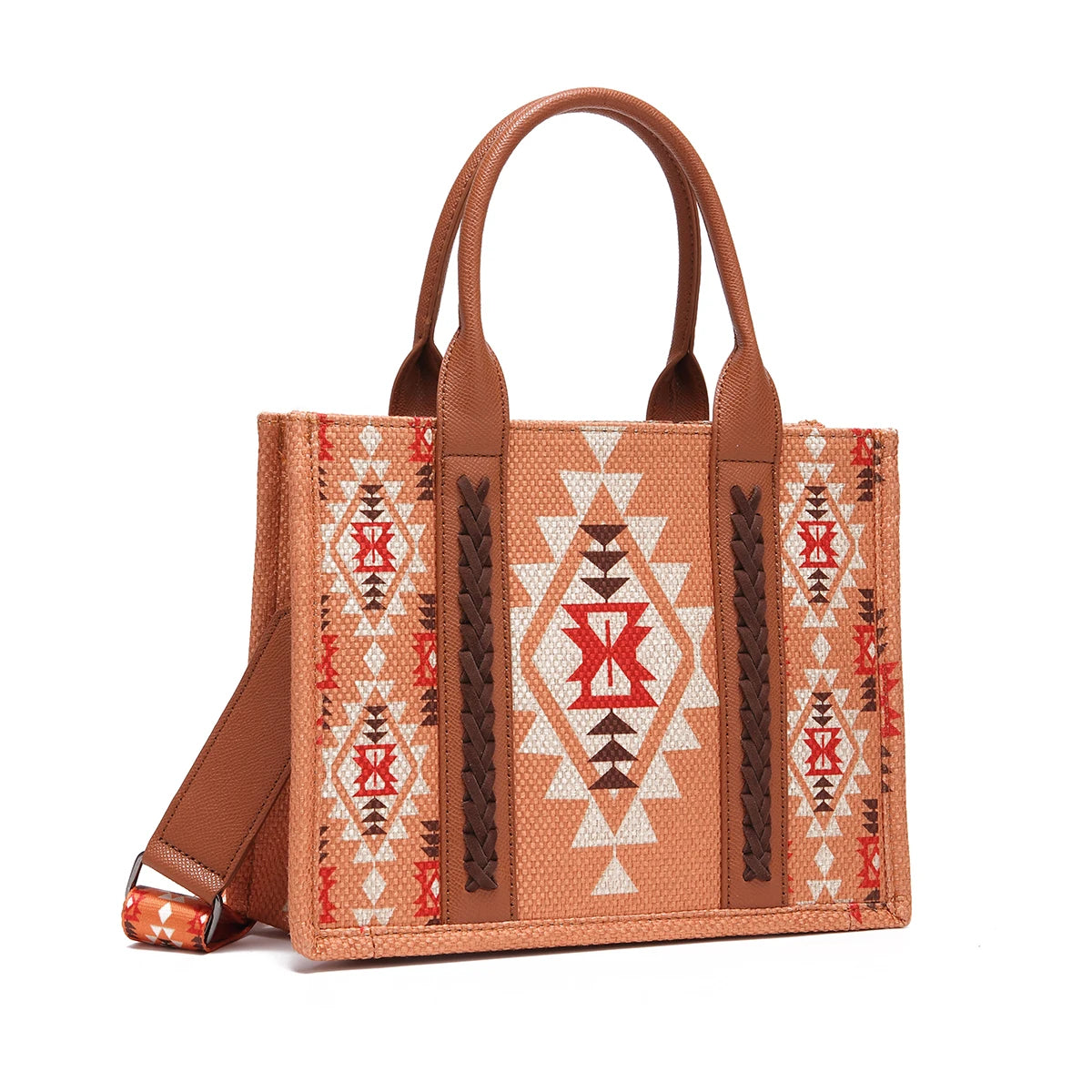 Bohemian style shoulder bag, Indian totem, linen embroidery, handmade leather strip, large capacity hard tote bag