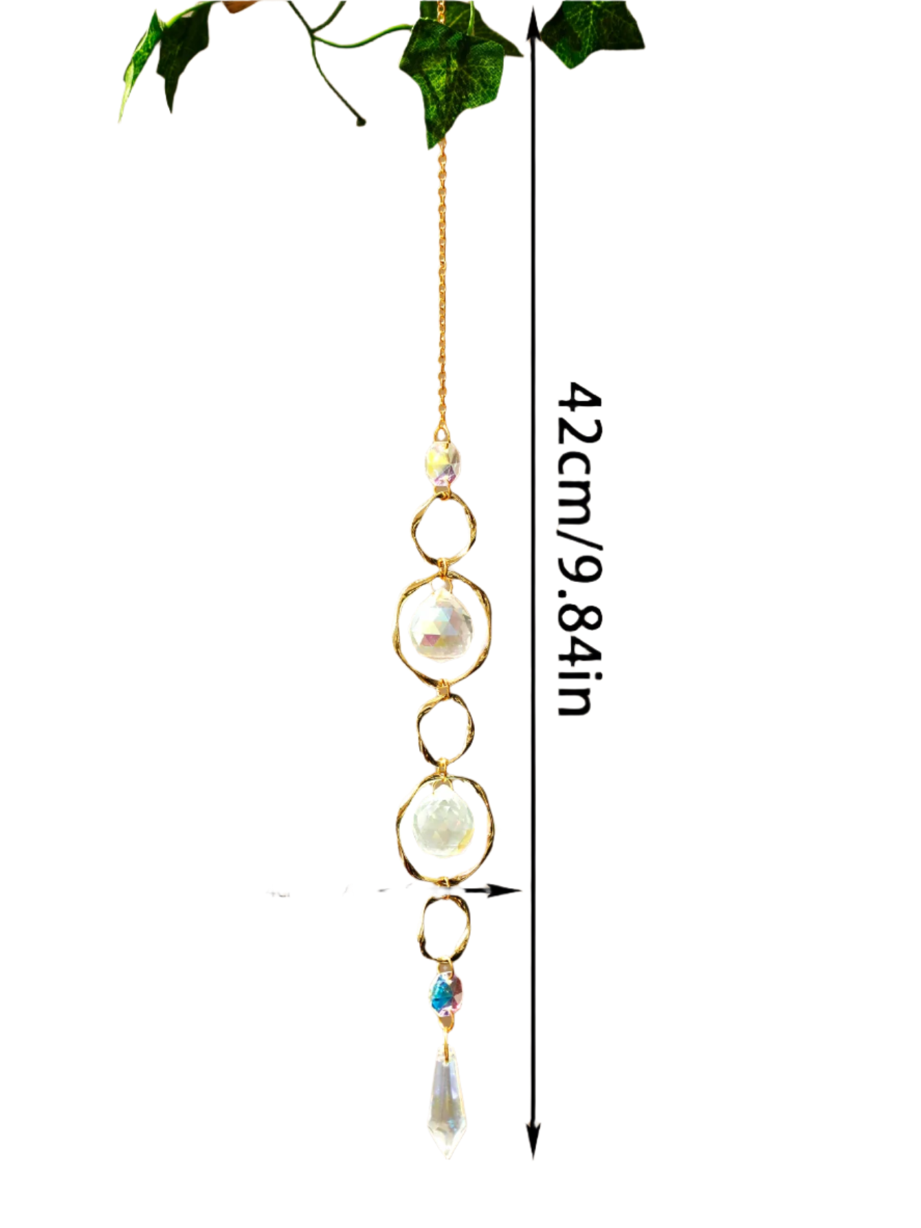 Hemasa Hanging Ornaments Boho Sun Catcher Handmade Art Crystal Sun Catchers with Gold Chain for Window/ Wall or Garden Decor Wind Chimes