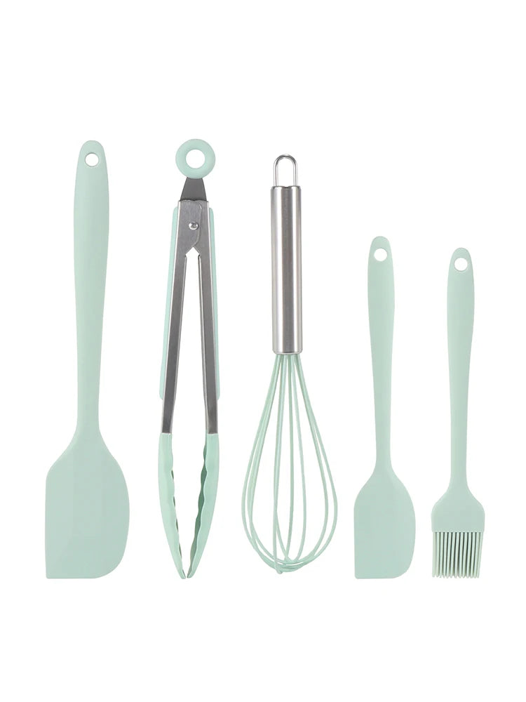 Hemasa 5pcs Food Grade Silicone Baking Utensils Set Spatula Set Non-stick HeatResistant Silicone Cookware Durable Cooking Kitchen Tools