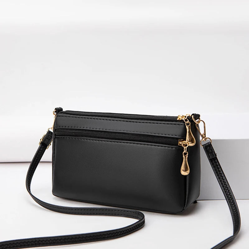 Hemasa Double Zipper Crossbody Diamond Lattice Shoulder Bag Tassel Decoration  Zipper handBag