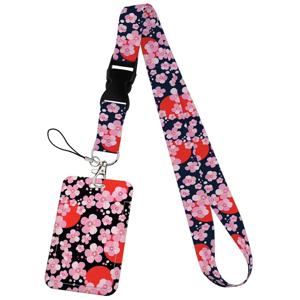 Tejesa  Flower design Lanyard Business Credit Card Holder/ Neck Strap Keychain Hang Rope ID Badge Holder