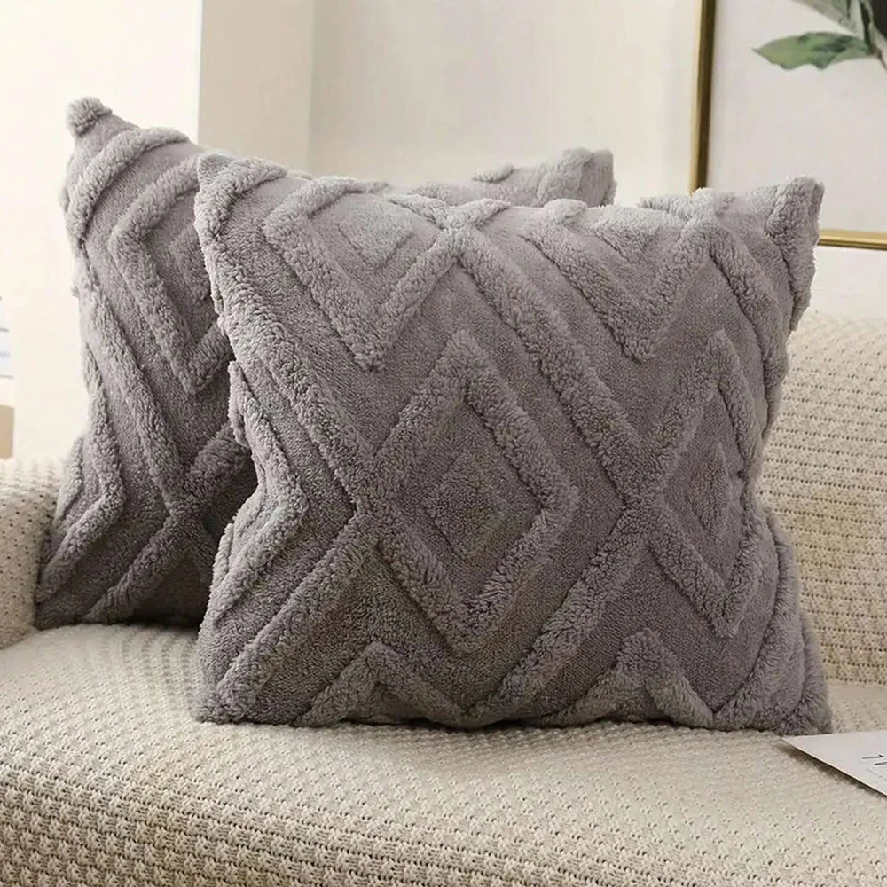 Tejesa  Pieces Flannel Decorative Pillowcase Geometric Diamond Pattern Neutral Style for Living Room And Bedroom Decoration