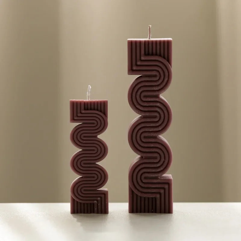 Hemasa 3D Geometric Wave Stripe Shaped Candle Mold / Aromatherapy Gypsum Soap Resin Crafts Silicone Mold DIY Handmade