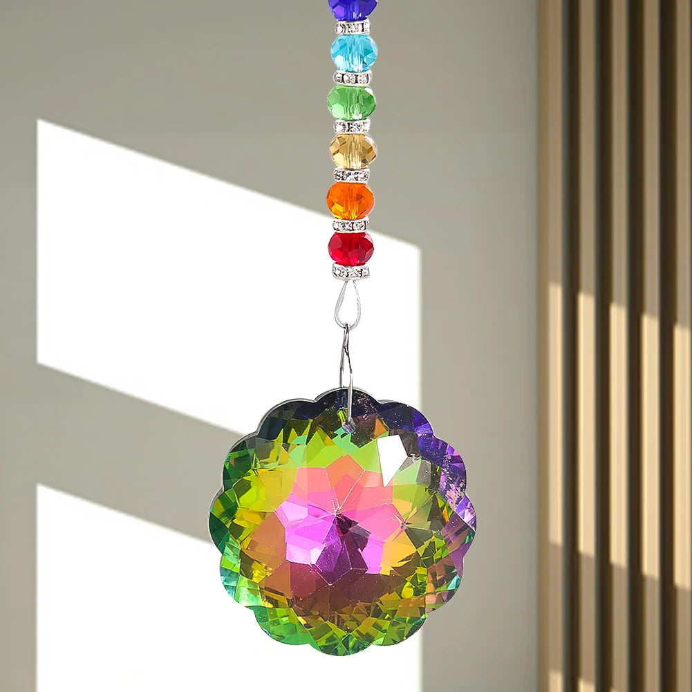3D Rotating Love Heart Openwork Tree of Life Rainbow Mandala Glass Crystal Pendant Laser Prism Aurora Sun Catcher Garden Hanging