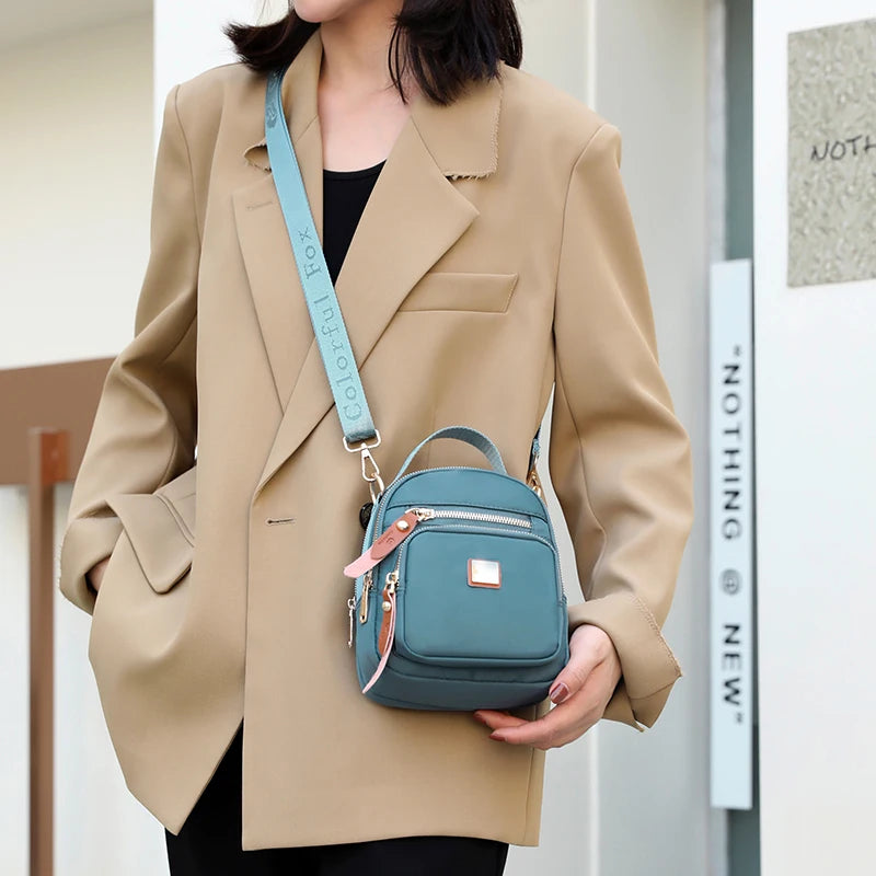 Tejesa Multi Pockets Women Shoulder Bag High Quality Durable Fabric Small Handbag Pretty Style Girls Shopping Phone Bag