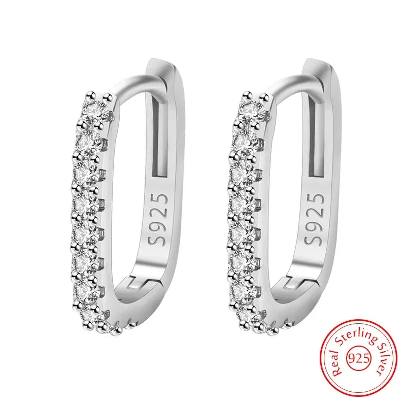 Hemasa  925 Sterling Silver Crystal Fashion Circle Hoop Earrings for Woman/ Wedding Party Gift