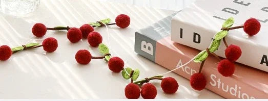 New Cherry Felt Ball Handmade Garland String Wall Hanging Ornament Hair Ball Pendant Kid Room Decoration Baby Shower Party Favor
