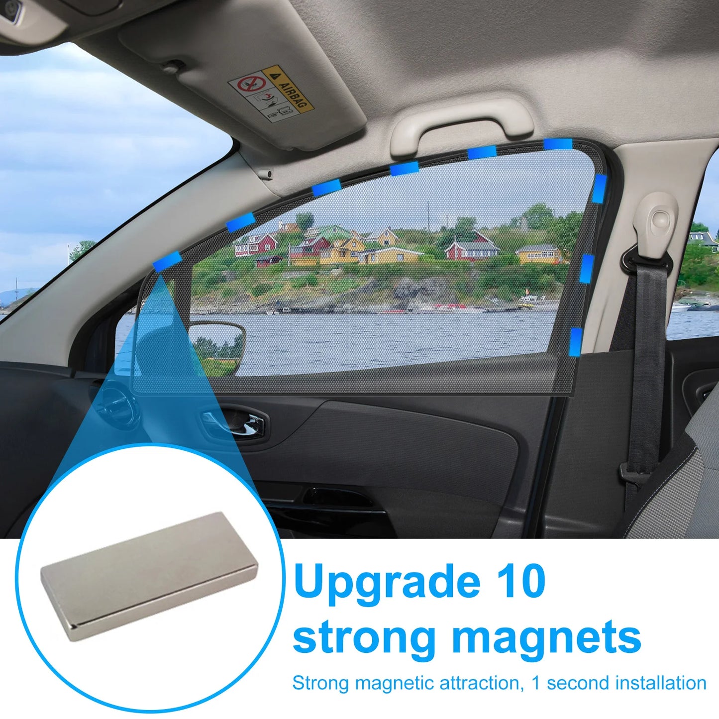 4/2pc Car Window Shade Magnetic Window Cover Universal Auto Sunshade UV Protection Curtains Visor Shield Privacy Protect Cover
