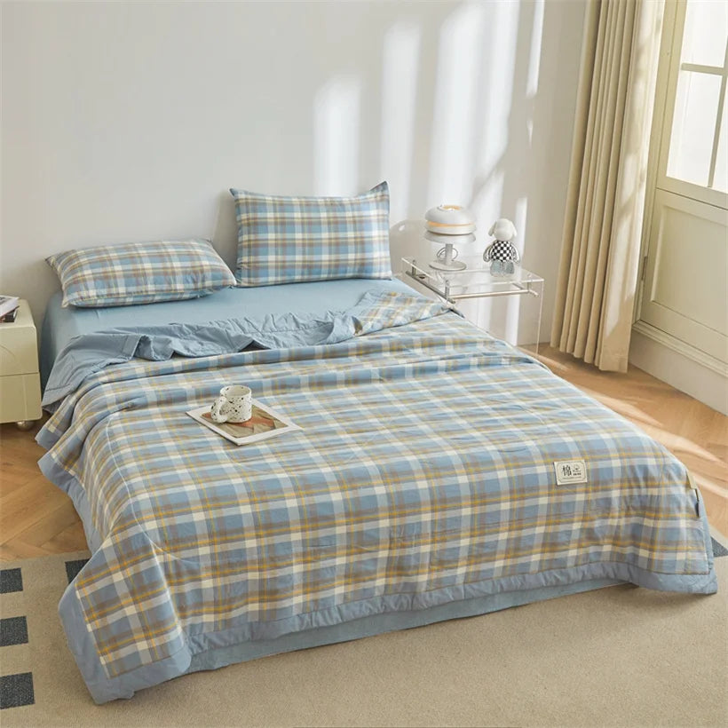 Tejesa Summer 100% Cotton Thin Quilt Comforter Soft Air Conditioning Quilt/Duvet/Blanket Lightweight Bed Cover Soft Bedding