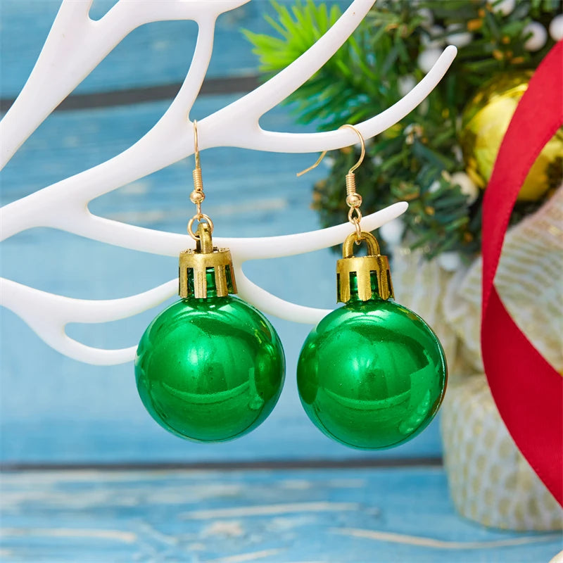 Merry Christmas Colorful Light Bulb Ball Shaped Drop Earrings for Women Luxury Creative Earrings Girl New Year Party Jewelry