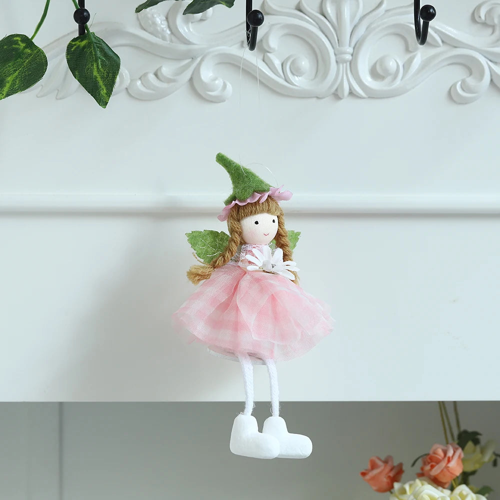 Spring Fairy Elf Hanging Ornaments Gauze Puffy Skirt Easter Flower Fairy Angel Doll Pendants Gifts For Kids Home Easter Decor