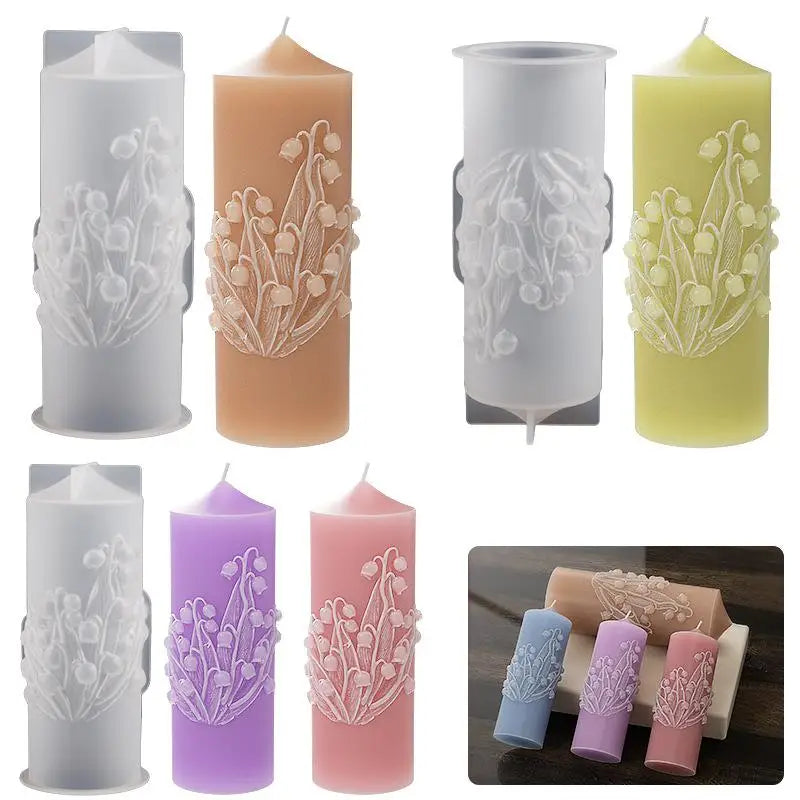 Flower Butterfly Columnar Silicone Candle Mold DIY Waves Soap Resin Plaster Making Tool Geometry Chocolate Mould Home Decor Gift