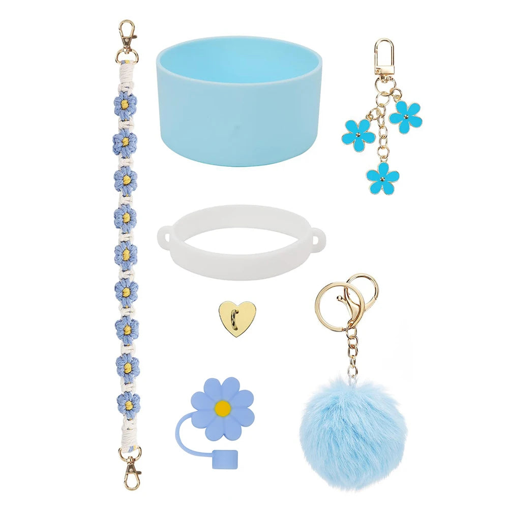 Water Cups Accessories for Stanley 40oz Tumbler Siliocne Water Bottle Boot Straw Lid Handle Strap Keychain Charm Chain Cup Decor