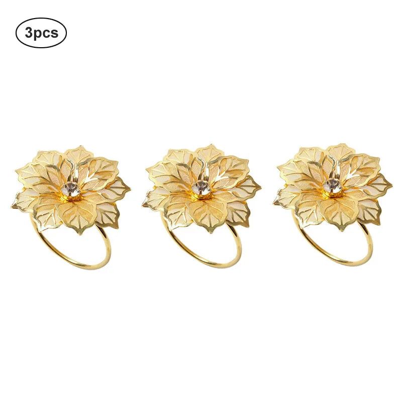 Hemasa 6 Pieces  Leaf Napkin Rings /Buckle Napkin Holder for Christmas