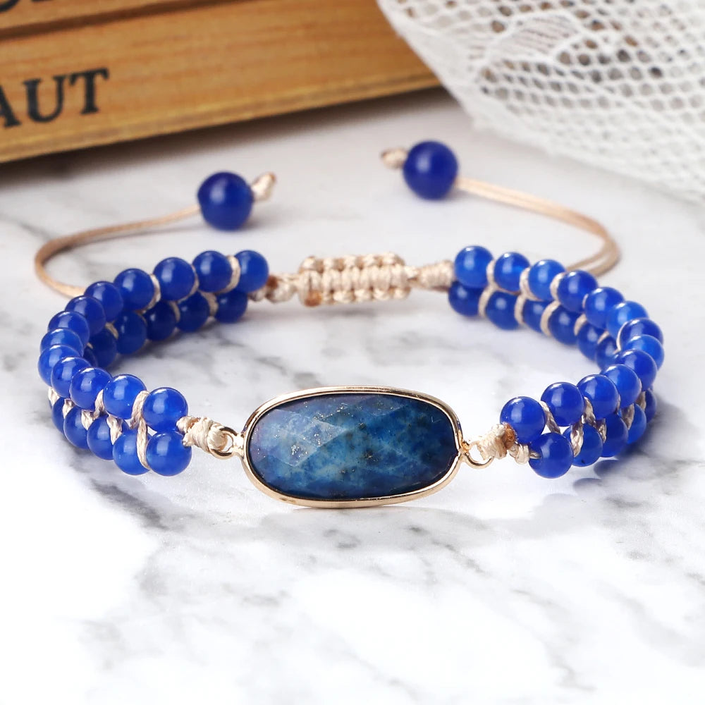 Natural Lapis lazuli Healing Beads Bracelets For Men Handmade Charm Natural Stone Beaded Bracelets Women Yoga Meditation Jewelry