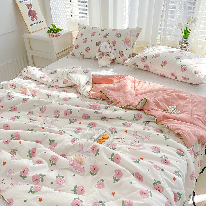 Quilt Double Layer Yarn Soybean Fiber Mother And Baby Grade Soft Glutinous Summer Cool Quilt Comfortable Breathable Home Textile