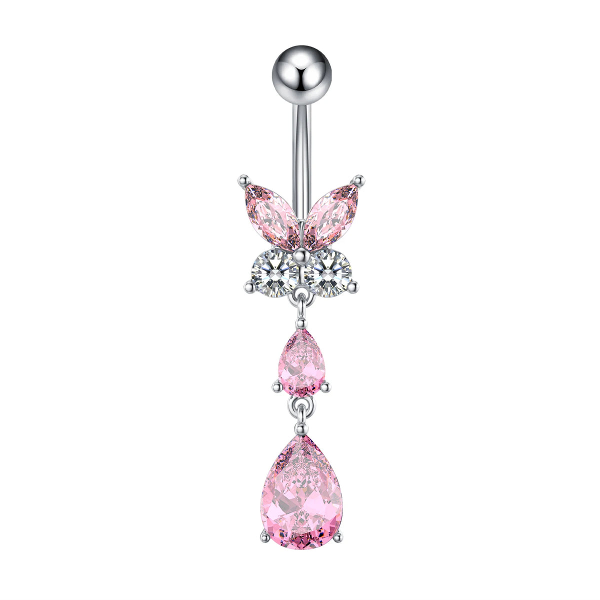 1pc Dragon Butterfly Flower Heart Belly Button Rings Blue Pink Crystals Zircon Dangled Navel Belly Piercing Nombril for Women