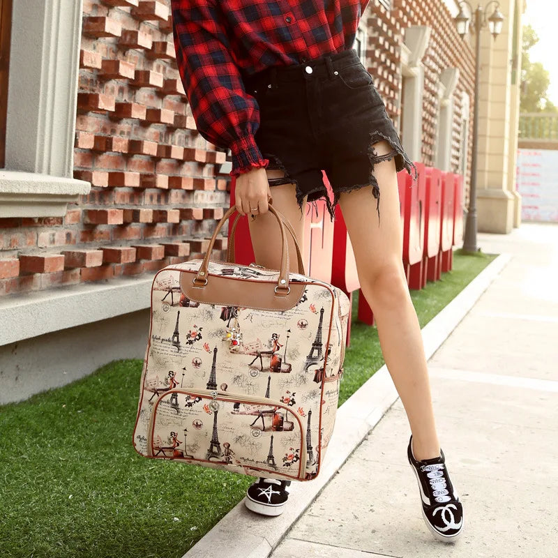 Hemasa Hello Kitty Cartoon Travel Bag Women's Portable Girls Luggage Bags PU High Capacity Sanrio Kawaii Purses and Handbags Printed