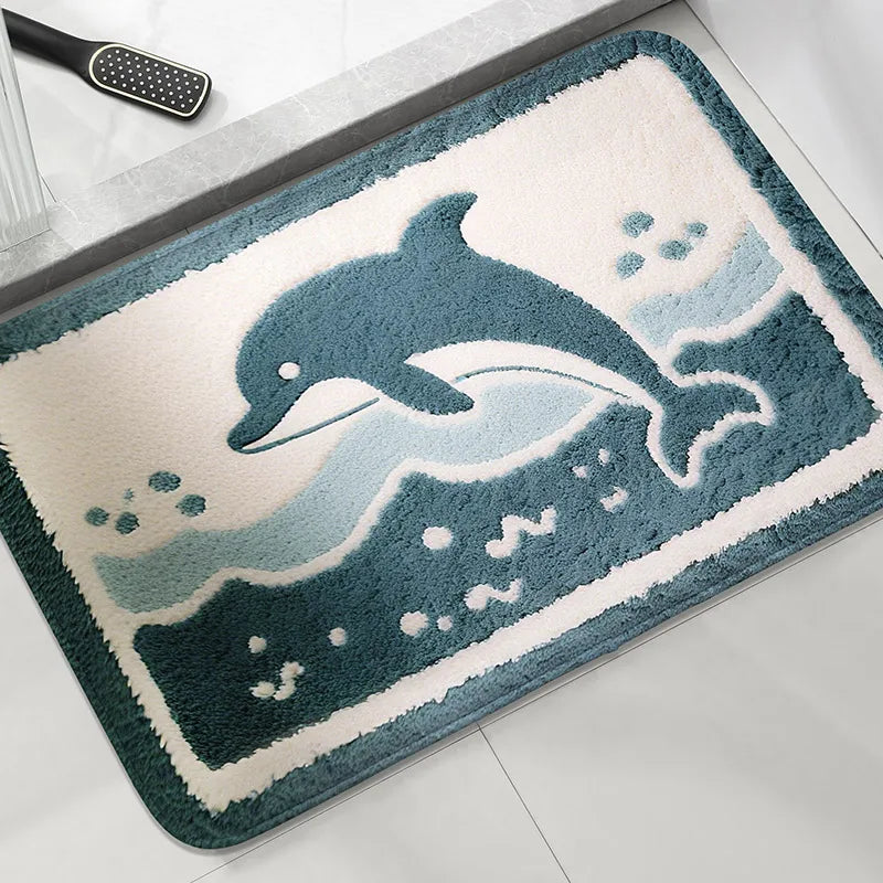 Tejesa Beach and Seaside Shower Room Carpet Toilet Water Absorbing Foot Mat Decorative Mat Bathroom Door Mat Machine Washable