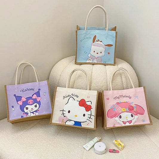 Sanrio Purses and Handbags Hello Kitty Make Up Bags Melody Makeup Washing Pouch Cinnamoroll Cosmetic Cases Kawaii Mommy Pouch