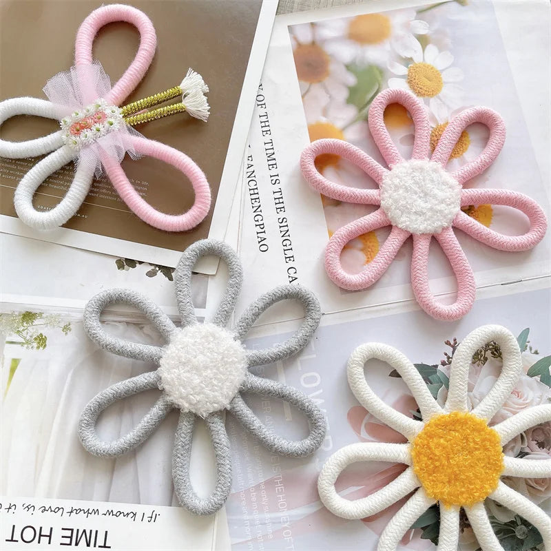 Hemasa 20Cm Cotton Rope Woven Daisy Flower Wall Ornament Bohemian Macrame Daisy Wall Hanging Decor Nordic Baby Kids Room