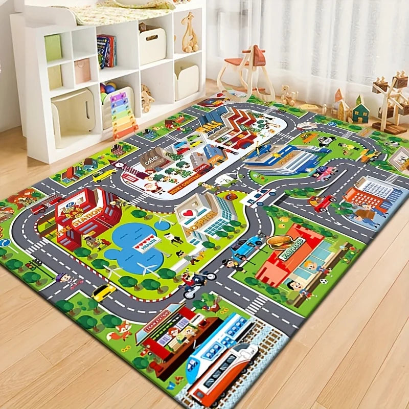Hemasa  Game Mat / Road Map Car Track Mat/ Educational Traffic Playmat for Bedrooms and Playrooms
