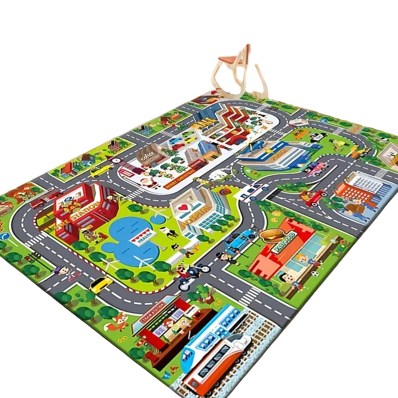 Hemasa  Game Mat / Road Map Car Track Mat/ Educational Traffic Playmat for Bedrooms and Playrooms