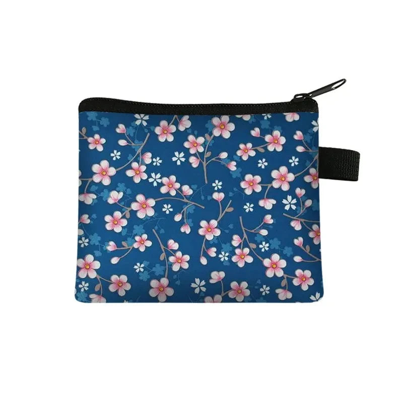 Tejesa Floral Print Cosmetic Bag Girl Women Sanitary Napkin Storage Organizer Bag Coin Card Money Eearphone Lipstick Holder Pouch