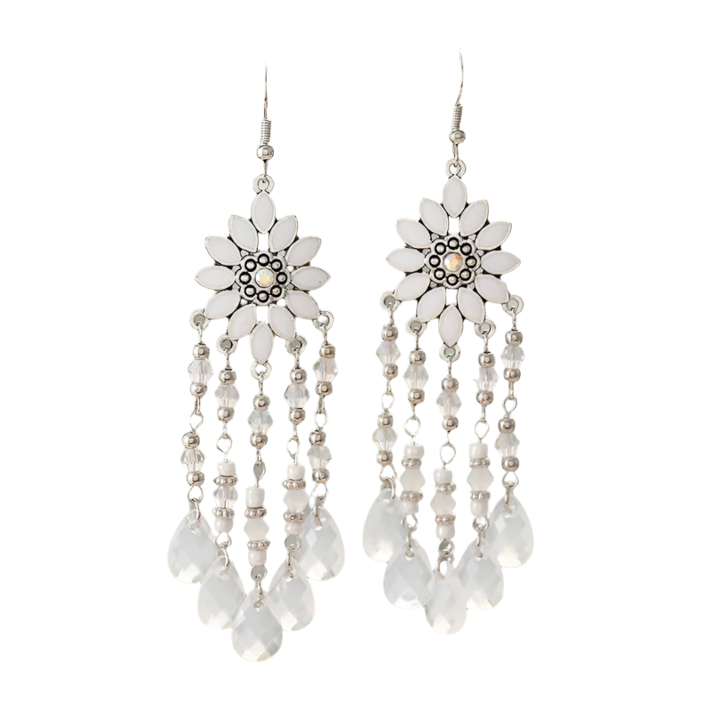 Hemasa Flower Drop Dangle Earrings For Women Enamel Crytal Geometric Jewelry Beads Handmade Tassel Earings