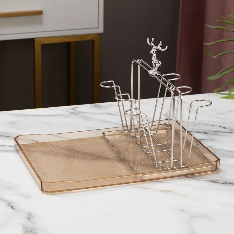 Stainless Steel Cup Tray, Inverted Hanging Rack, 8 Cup and 12 Cup Drain Rack, Home and Office Use, Durable Organizer