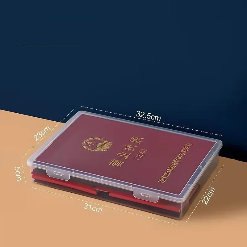 1Pc Clear Plastic Storage Container with Dustproof Cover, 3 Sizes Portable Large-Capacity File Organizer - for A4 A5 Paper