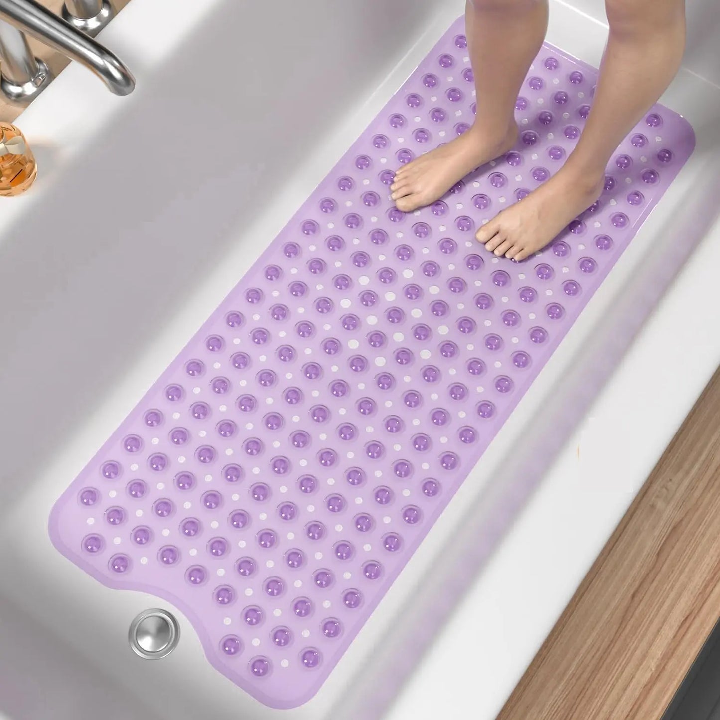 1pc Non Slip Bathtub Mats, 40x100cm Cartoon Ocean Bath Mats with Suction Cups & Dran Holes, PVC Shower Mats Bath Rugs Quick Dry