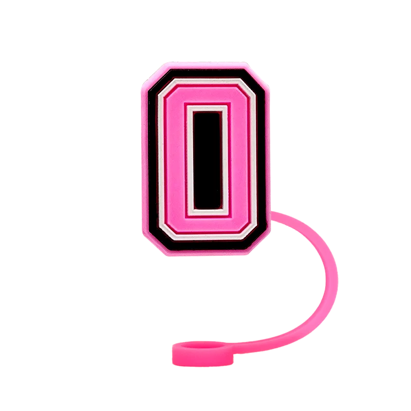 10mm Pink Letter Straw Cover Caps 1PCS Accessories For Cups,Soft Silicone Alphabet Straw Topper Drinkware,Dustproof Straw Caps