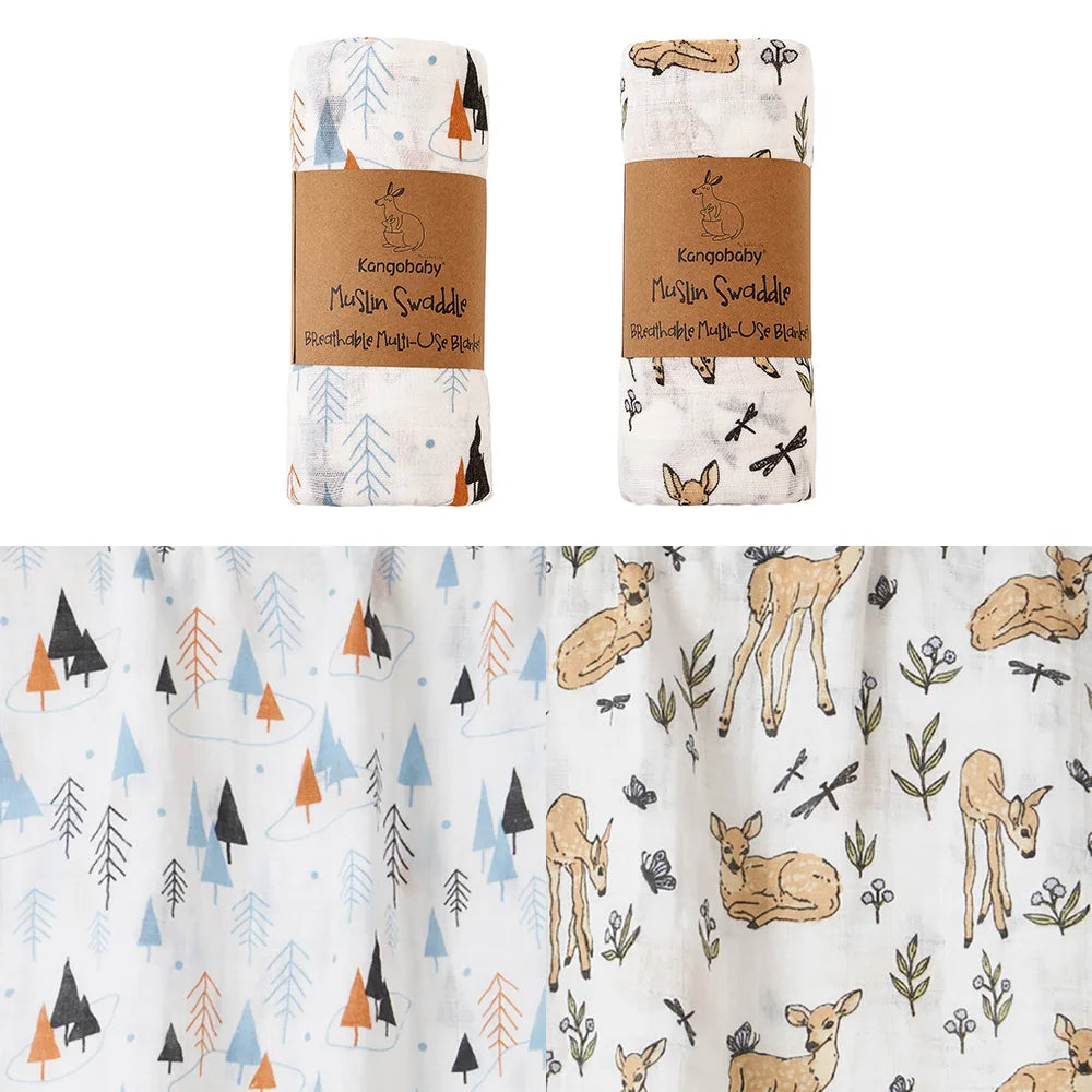 Tejesa 2pcs Set 100% Cotton Baby Muslin Swaddle Blanket / Newborn Bath Towel / Infant Wrap
