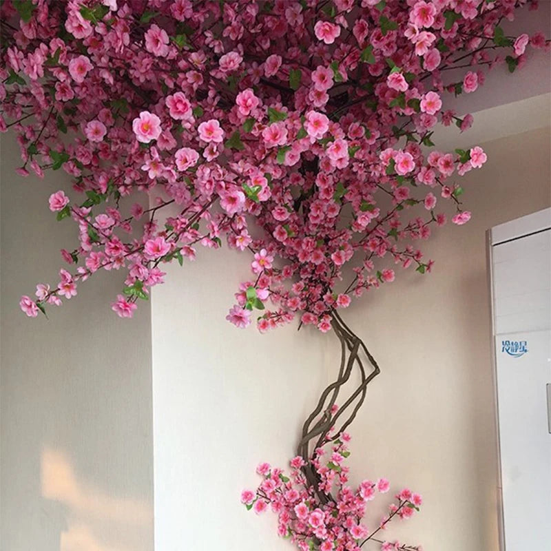 Artificial Peach Blossom Branch, Spring Plum Blossom, Silk Flower, Tree Decoration, Home, Wedding, DIY, 1 Pc, 3 Pcs, 5Pcs
