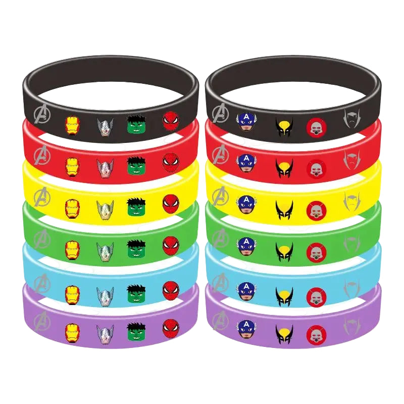 Tejesa 12/24Pcs  Avengers Braclets/Silicone Bracelets/ Slap Bracelets Set for Boy / Wristband Bracelet