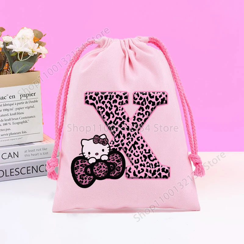 Sanrio Hello Kitty Drawstring Bagfor  Kids /Anime Letter Printed Bags Cookies Candy Storage Bag Wedding Jewelry Gift Bag