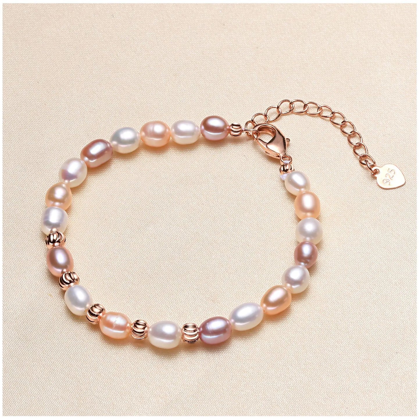 Hemasa 100% Real Freshwater Cultured Pearl Bracelet for Women Girl Gift, Colorful Women Pearl Bracelet, Jewelry Bracelets