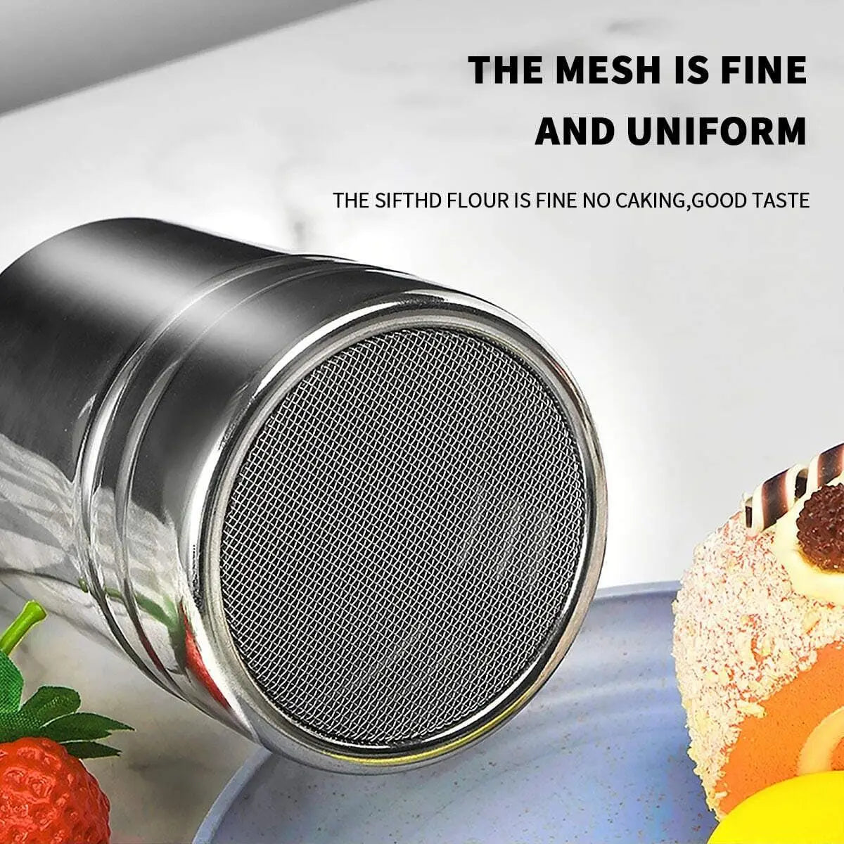 Hemasa 2 pc-Silver stainless steel mesh tube type dusters dusting salt shaker spice jar Salt Sugar Pepper Shaker Box Cocoa Icing Powder