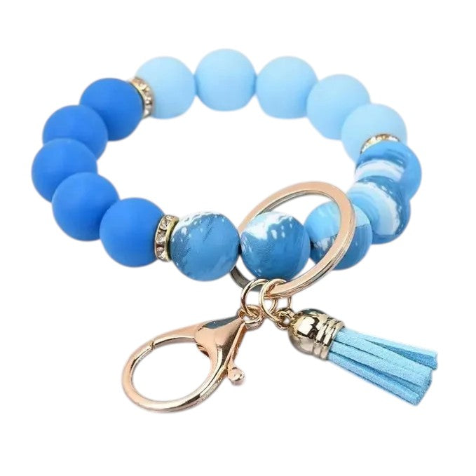 Hemasa Handmade Daisy Silicone Beads Bracelet Keychain /Anti-Lost Wallet Pendant Ring Holder