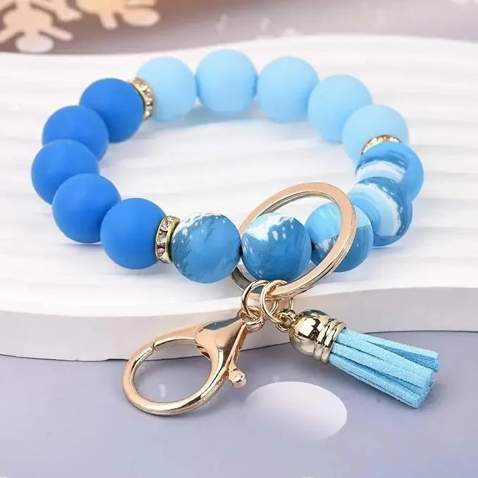 Hemasa Handmade Daisy Silicone Beads Bracelet Keychain /Anti-Lost Wallet Pendant Ring Holder