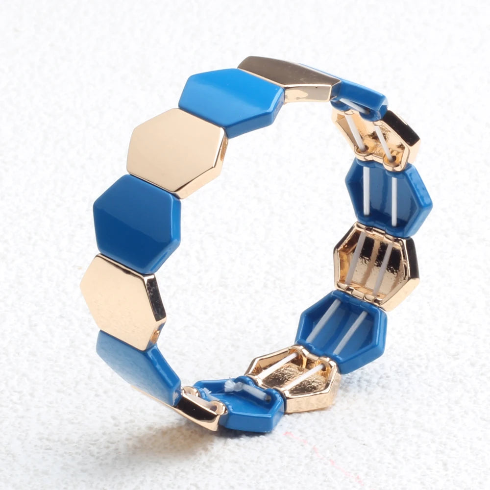 Big Stacked DIY Fashion Enamel Women's Bracelets Bohemian Color Bangle Jewelry Matching Stretch Ladies Bracelet