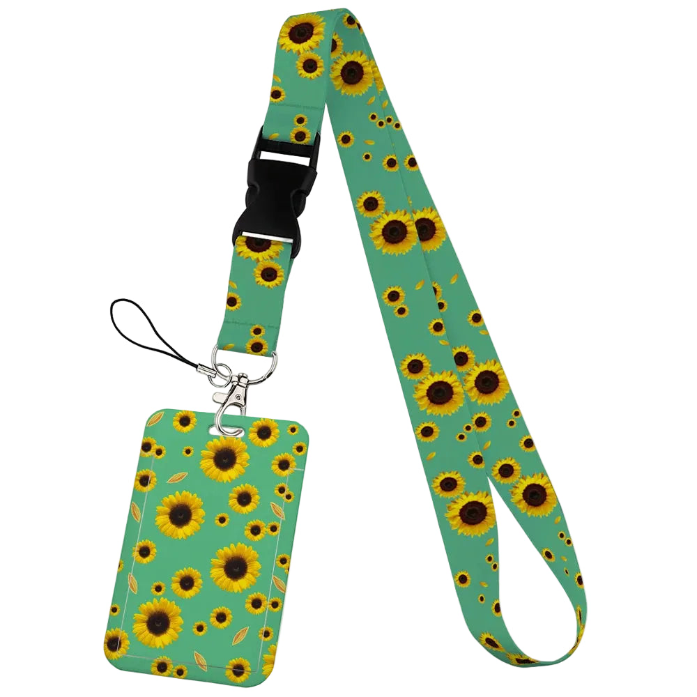 Tejesa  Flower design Lanyard Business Credit Card Holder/ Neck Strap Keychain Hang Rope ID Badge Holder