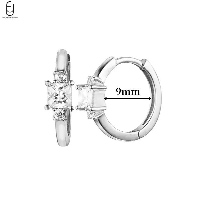 Hemasa 925 Sterling Silver Ear Buckles Fashion Hoop Earrings /White Crystal Luxury Women's Earrings Wedding Women's Jewelry Premium Gift