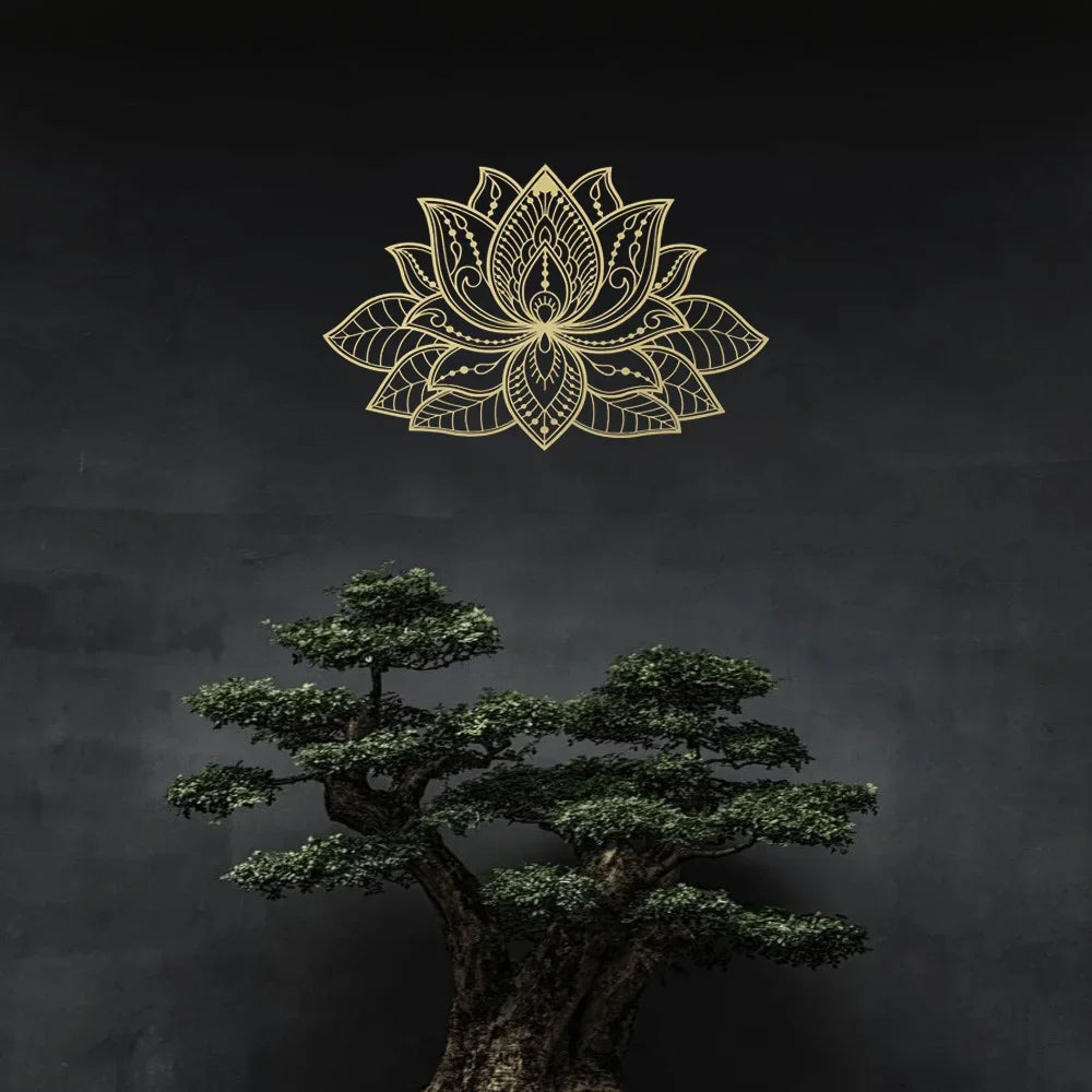 Hemasa  Mandala Metal Wall Embellishment Lotus Bloom Peaceful Room Decor