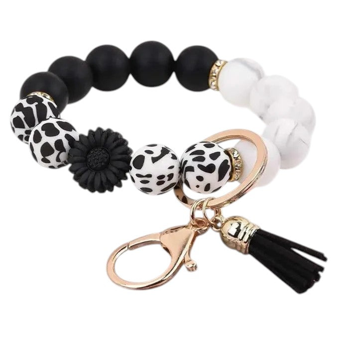Hemasa Handmade Daisy Silicone Beads Bracelet Keychain /Anti-Lost Wallet Pendant Ring Holder