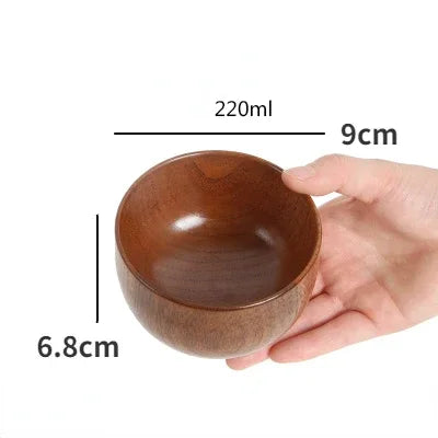 Hemasa Japanese Wooden Bowls Children Baby Adults Small Soup Bowls Solid Wood Salad Bowls