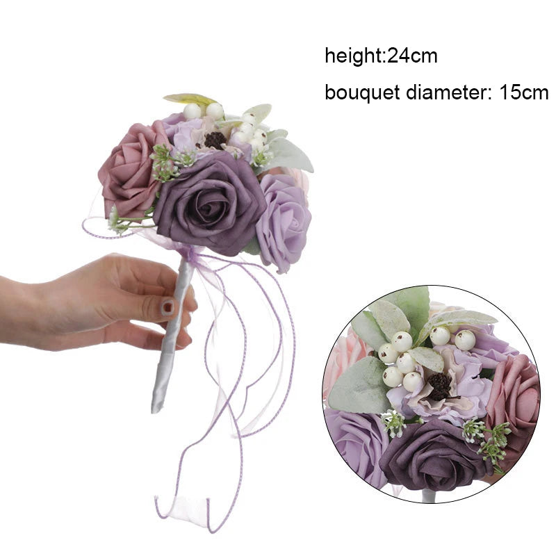 YeeNanee Wedding Gold Hoop Bouquet for Bridesmaids Floral Rose Eucalytpus Metal Ring Wreath Bridal Shower Ceremony Decoration